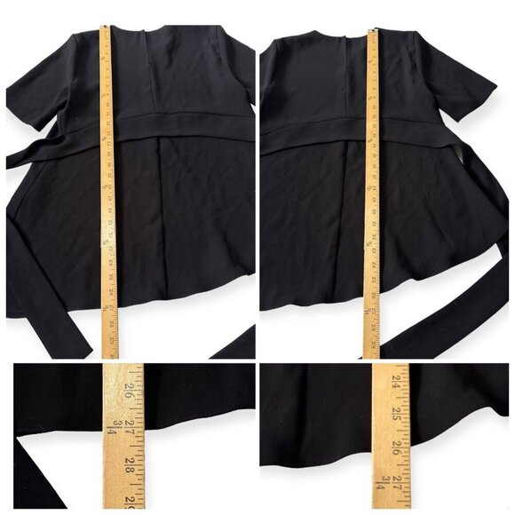 ZARA WOMAN V NECK Belted Asymmetrical blouse top, Black, Size S - Picture 13 of 14
